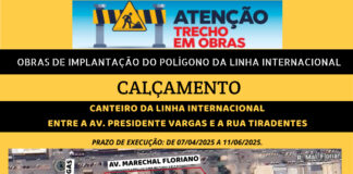 Calcamento da linha internacional