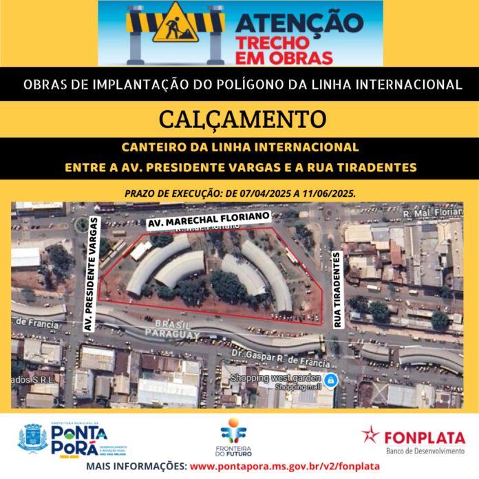 Calcamento da linha internacional