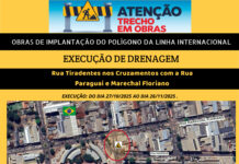 Execução de Drenagem Informativo da obra de drenagem da linha internacional