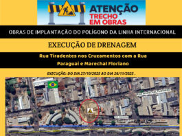Execução de Drenagem Informativo da obra de drenagem da linha internacional