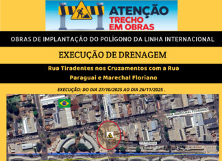 Informativo da obra de drenagem da linha internacional