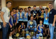 Prefeito Eduardo Campos recebe atletas da Porãbask e destaca orgulho pelas conquistas no basquete